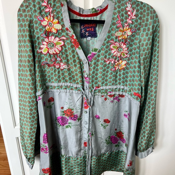 Multi-color Johnny Was Silk Tunic from Celeb Closet - Picture 3 of 5